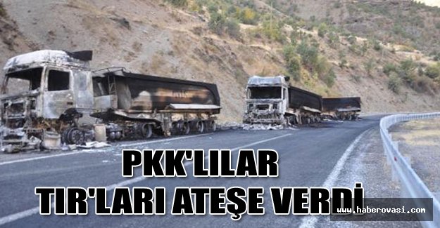 PKK'lılar TIR'ları ateşe verdi
