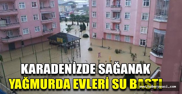 Karadenizde Sağanak Yağmurda Evleri Su Bastı