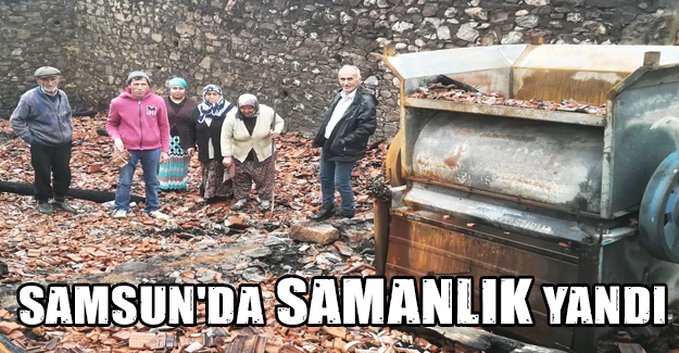 Samsun'da samanlık yandı