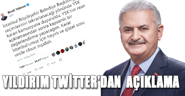 Binali Yıldırım Twitter'dan bir açıklama yaptı.
