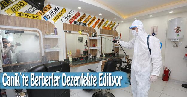 Canik`te Berberler ve Kuaförler dezenfekte ediliyor