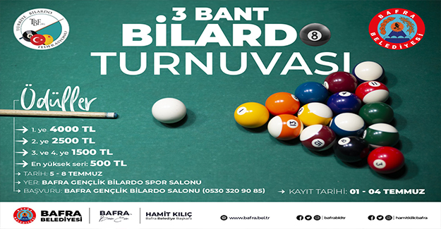 Bafra Belediyesi Bilardo Turnuvası Nefes Kesecek