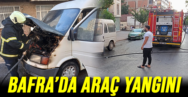 Bafra'da araç yangını