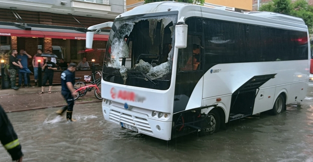 Bafra'da Tur otobüsünde yangın çıktı