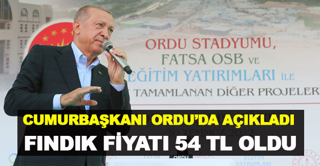 Fındık Fiyatı 54 TL oldu