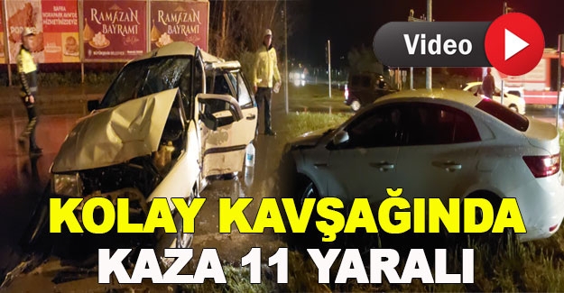 Bafra'da Kolay Kavşağında kaza 11 yaralı