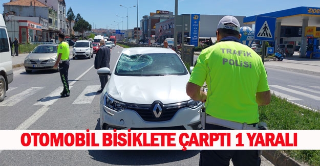 Samsun Sinop Karayolunda otomobil bisiklete çarptı, 1 yaralı