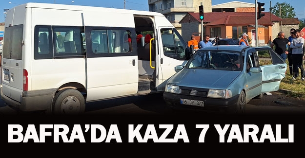 Bafra'da Kolay kavşağında trafik kazasında 7 kişi yaralandı