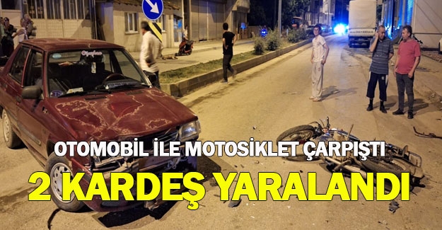 Bafra'da otomobille motosiklet çarpıştı 2 kardeş yaralandı