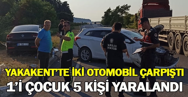 Yakakent’te iki otomobil çarpıştı 5 kişi yaralandı