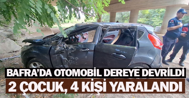 Samsun’da otomobil dereye devrildi, 2 çocuk 4 kişi yaralandı