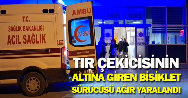 Kolay kavşağında Tır çekicisinin altına giren bisiklet sürücüsü yaralandı