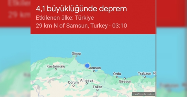 Samsun'da deprem meydana geldi