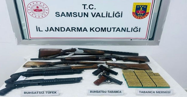 Samsun'da kaçak silah ve mühimmat ele geçirildi