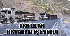 PKK'lılar TIR'ları ateşe verdi