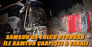 Samsun'da yolcu otobüsü ile kamyon çarpıştı 5 yaralı