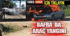 Bafra`da Araç Yangını
