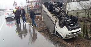 Samsun'da Devrilen aracın sürücüsü yaralandı