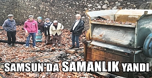 Samsun'da samanlık yandı