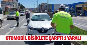 Samsun Sinop Karayolunda otomobil bisiklete çarptı, 1 yaralı
