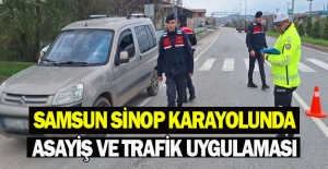 Samsun Sinop Karayolunda asayiş ve trafik uygulaması